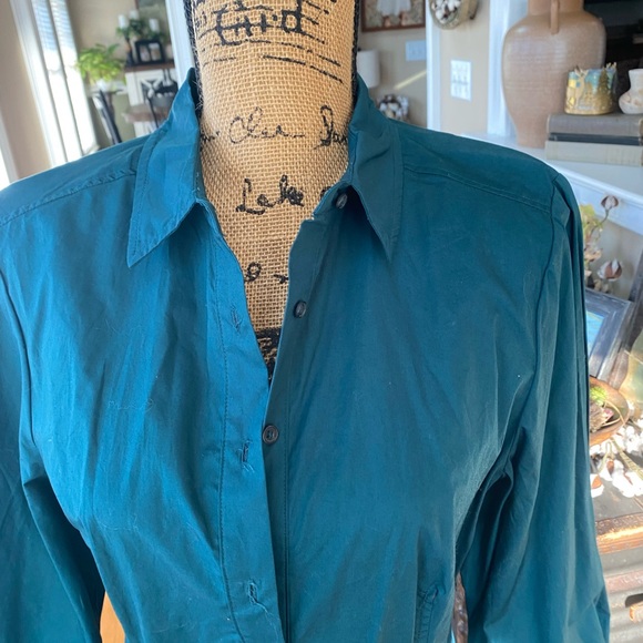 FREE PEOPLE Dark Teal Green All The Time Long Sleeve Tunic Peplum Blouse - Picture 5 of 10